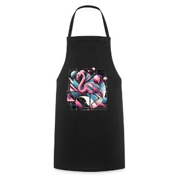 Neon Flamingo Geometrische Pop 80er - Kochschürze - Schwarz - Vorne - AI Model Male 185 dark (185cm)