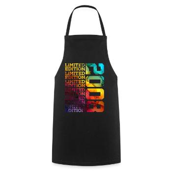 LIMITED EDITION 2008 18 YEARS 18TH BIRTHDAY - Cooking Apron - black - Front - AI Model Male 185 dark (185cm)
