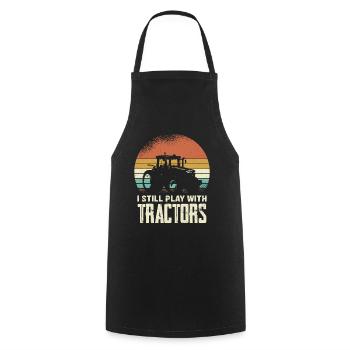 Retro Traktor Silhouette mit Schrift - Kochschürze - Schwarz - Vorne - AI Model Male 185 dark (185cm)