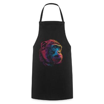 Neon Psychedelischer Affe - Kochschürze - Schwarz - Vorne - AI Model Male 185 dark (185cm)