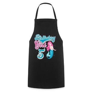 5th Birthday Mermaid - Cooking Apron - black - Front - AI Model Male 185 dark (185cm)