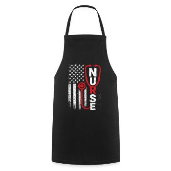 Nurse USA Flag Stethoscope – Nurse - Cooking Apron - black - Front - AI Model Male 185 dark (185cm)