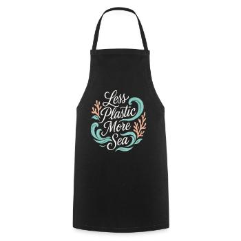 Moins de plastique, plus de mer – Protection de l’environnement et des océans - Tablier de cuisine - noir - Devant - AI Model Male 185 dark (185cm)
