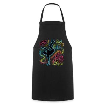 Breakdance Neon Style – Musique & Street Art - Tablier de cuisine - noir - Devant - AI Model Male 185 dark (185cm)