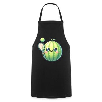 Pastèque kawaii avec raquette de tennis et balle - Tablier de cuisine - noir - Devant - AI Model Male 185 dark (185cm)