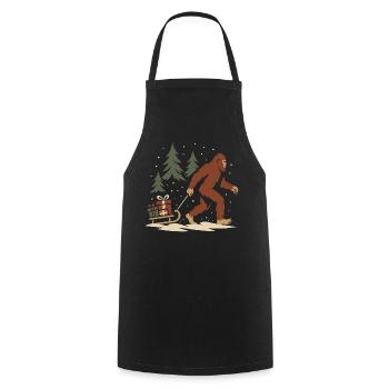 Bigfoot im Schnee - Weihnachtsdesign mit Schlitten - Kochschürze - Schwarz - Vorne - AI Model Male 185 dark (185cm)