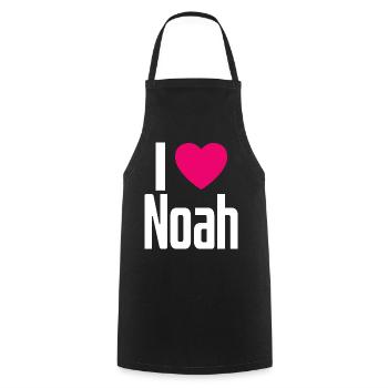 J’aime Noah Cœur Rose J’aime Noah - Tablier de cuisine - noir - Devant - AI Model Male 185 dark (185cm)