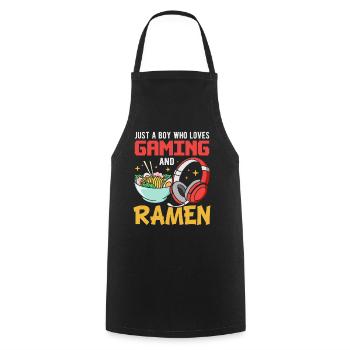 Gaming Gamer Anime Ramen Jeux Vidéo Gamer - Tablier de cuisine - noir - Devant - AI Model Male 185 dark (185cm)