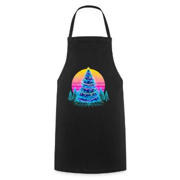 Neon Christmas Tree Sunset - Cooking Apron - black - Front - AI Model Male 185 dark (185cm)