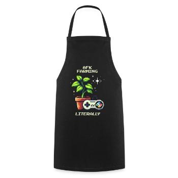 AFK Farming | Gamer Plant Joke Pixel Art - Cooking Apron - black - Front - AI Model Male 185 dark (185cm)