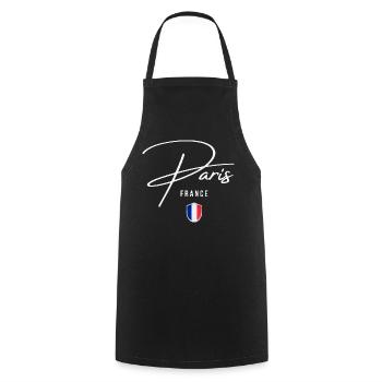 Paris, Frankreich, elegantes Design Paris - Kochschürze - Schwarz - Vorne - AI Model Male 185 dark (185cm)