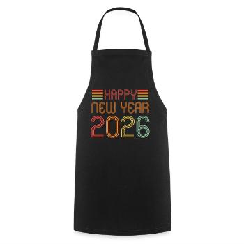 Vintage Bonne Année 2026 - Tablier de cuisine - noir - Devant - AI Model Male 185 dark (185cm)