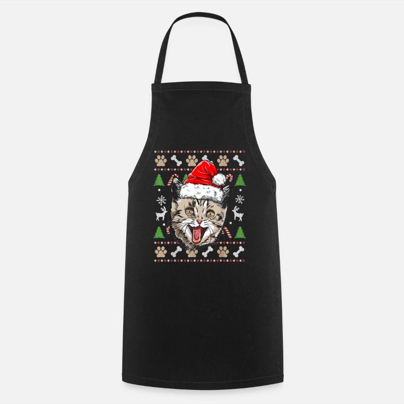 Pull Moche de Noël Chat Mignon idée Cadeau Joyeux - Tablier de cuisine - noir
