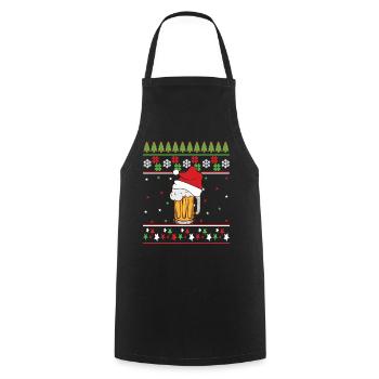 Christmas Beer Sweater Ugly Gift Idea Funny Humor - Cooking Apron - black - Front - AI Model Male 185 dark (185cm)