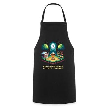 Egg-sperience points collected | Level Up Humor - Cooking Apron - black - Front - AI Model Male 185 dark (185cm)