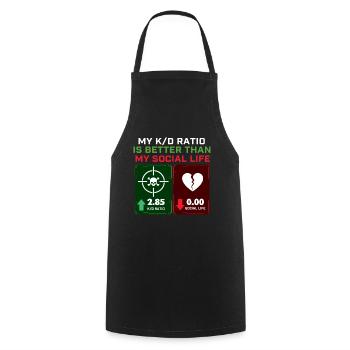 Rapport K/D meilleur que ma vie sociale Gamer Gaming - Tablier de cuisine - noir - Devant - AI Model Male 185 dark (185cm)