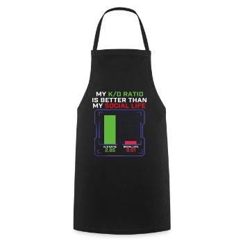 My K/D Ratio Better Than My Social Life Gamer  - Cooking Apron - black - Front - AI Model Male 185 dark (185cm)