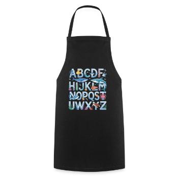 ABC Underwater World Alphabet Apprendre Fun pour - Tablier de cuisine - noir - Devant - AI Model Male 185 dark (185cm)