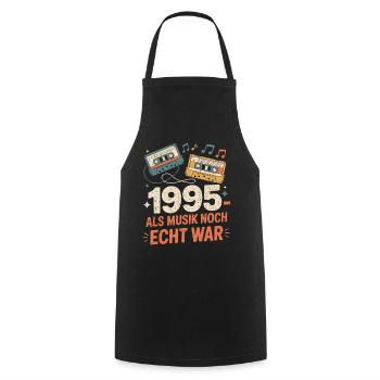 1995 Als Musik Noch Echt War - Kochschürze - Schwarz - Vorne - AI Model Male 185 dark (185cm)
