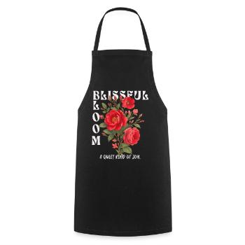 Blissful Bloom – Paix et beauté combinées - Tablier de cuisine - noir - Devant - AI Model Male 185 dark (185cm)