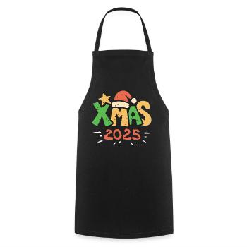 Noël 2025 Lettrage de Noël coloré - Tablier de cuisine - noir - Devant - AI Model Male 185 dark (185cm)