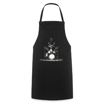Reindeer Drums Drummer Music Rock Deer - Cooking Apron - black - Front - AI Model Male 185 dark (185cm)