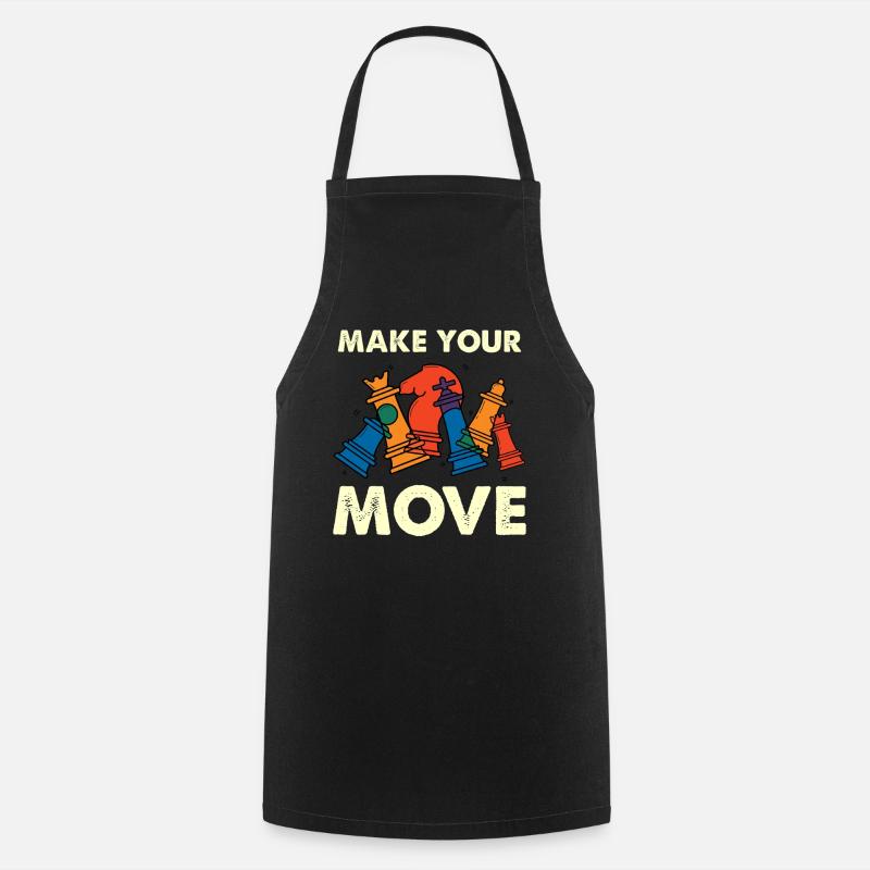 Make your move – colorful chess pieces - Cooking Apron - black