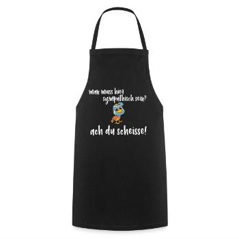 Frecher Vogel Spruch - man muss sympatisch sein? - Kochschürze - Schwarz - Vorne - AI Model Male 185 dark (185cm)