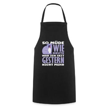 As tired as today cat saying - Cooking Apron - black - Front - AI Model Male 185 dark (185cm)