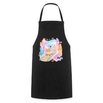 Koala on candy train - Cooking Apron - black - Front - AI Model Male 185 dark (185cm)
