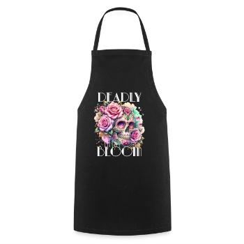 Flowers Skull Beauty Bloom - Cooking Apron - black - Front - AI Model Male 185 dark (185cm)