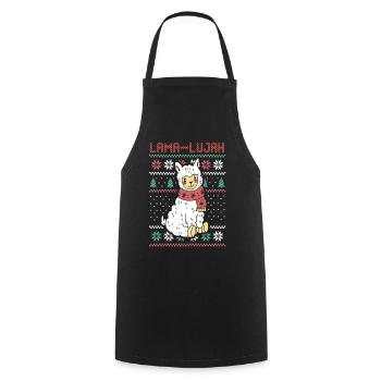 Père Noël Lama Noël Noël - Tablier de cuisine - noir - Devant - AI Model Male 185 dark (185cm)