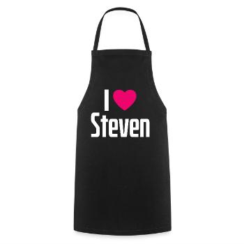 I Love Steven Pinkes Herz Ich liebe Steven - Kochschürze - Schwarz - Vorne - AI Model Male 185 dark (185cm)