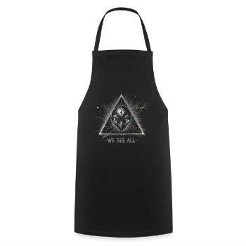 Alien Dreieck Wir sehen alle Kosmisches Symbol T-Shirt - Kochschürze - Schwarz - Vorne - AI Model Male 185 dark (185cm)