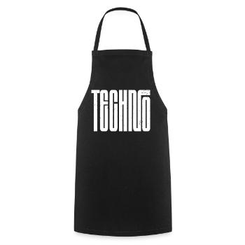 Techno Bold Retro Typography - Cooking Apron - black - Front - AI Model Male 185 dark (185cm)