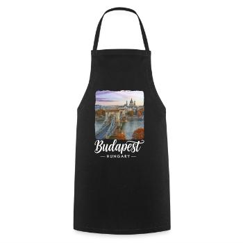 Budapest Hungary - Cooking Apron - black - Front - AI Model Male 185 dark (185cm)