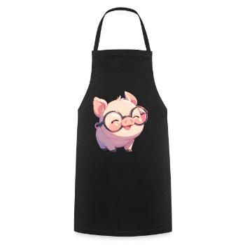 Schweine Schwein - Kochschürze - Schwarz - Vorne - AI Model Male 185 dark (185cm)