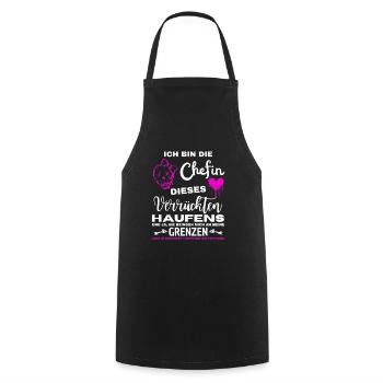 Ich bin die Chefin dieses verrückten Haufens - Cooking Apron - black - Front - AI Model Male 185 dark (185cm)