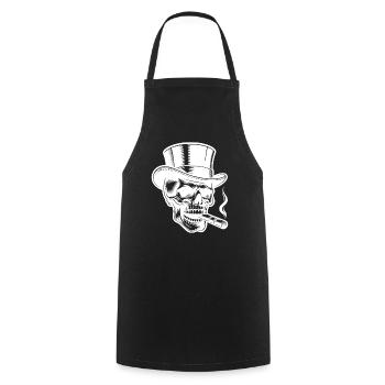 Daring Skull with Elegant Top Hat - Cooking Apron - black - Front - AI Model Male 185 dark (185cm)