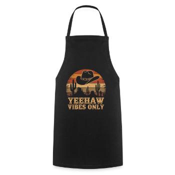 Yeehaw Vibes Only – Western Retro - Cooking Apron - black - Front - AI Model Male 185 dark (185cm)