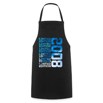 LIMITED EDITION 2008 18 YEARS 18TH BIRTHDAY - Cooking Apron - black - Front - AI Model Male 185 dark (185cm)
