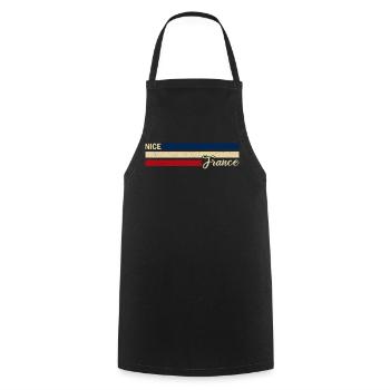 France - Nice - Nizza - Frankreich - Flagge - Stre - Kochschürze - Schwarz - Vorne - AI Model Male 185 dark (185cm)