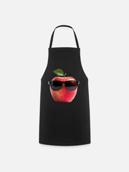 Apfel mit Sonnenbrille - Kochschürze - Schwarz