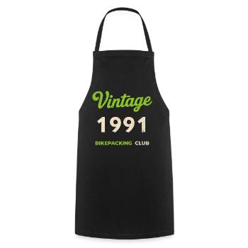 Millésime 1991 – Année de naissance rétro du Bikepacking Club - Tablier de cuisine - noir - Devant - AI Model Male 185 dark (185cm)