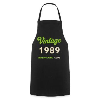 Vintage 1989 – Bikepacking Club Retro Geburtsjahr - Kochschürze - Schwarz - Vorne - AI Model Male 185 dark (185cm)