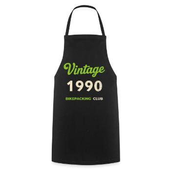 Vintage 1990 – Bikepacking Club Retro Geburtsjahr - Kochschürze - Schwarz - Vorne - AI Model Male 185 dark (185cm)