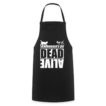 Le chat de Schrödinger - Tablier de cuisine - noir - Devant - AI Model Male 185 dark (185cm)