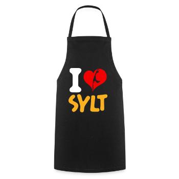 Vacances en mer du Nord J’ADORE SYLT Drôle - Tablier de cuisine - noir - Devant - AI Model Male 185 dark (185cm)