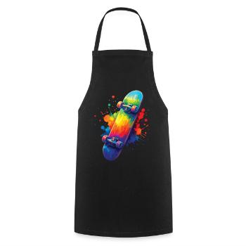 Multicolor Skateboard – Art Splash Skate - Kochschürze - Schwarz - Vorne - AI Model Male 185 dark (185cm)