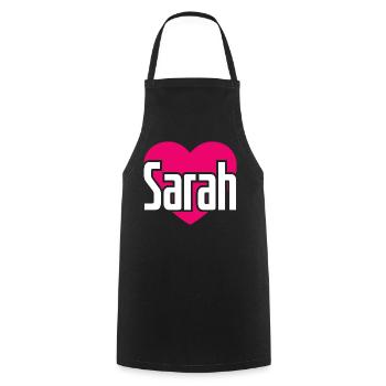 I Love Sarah Pink Heart I Love Sarah - Cooking Apron - black - Front - AI Model Male 185 dark (185cm)